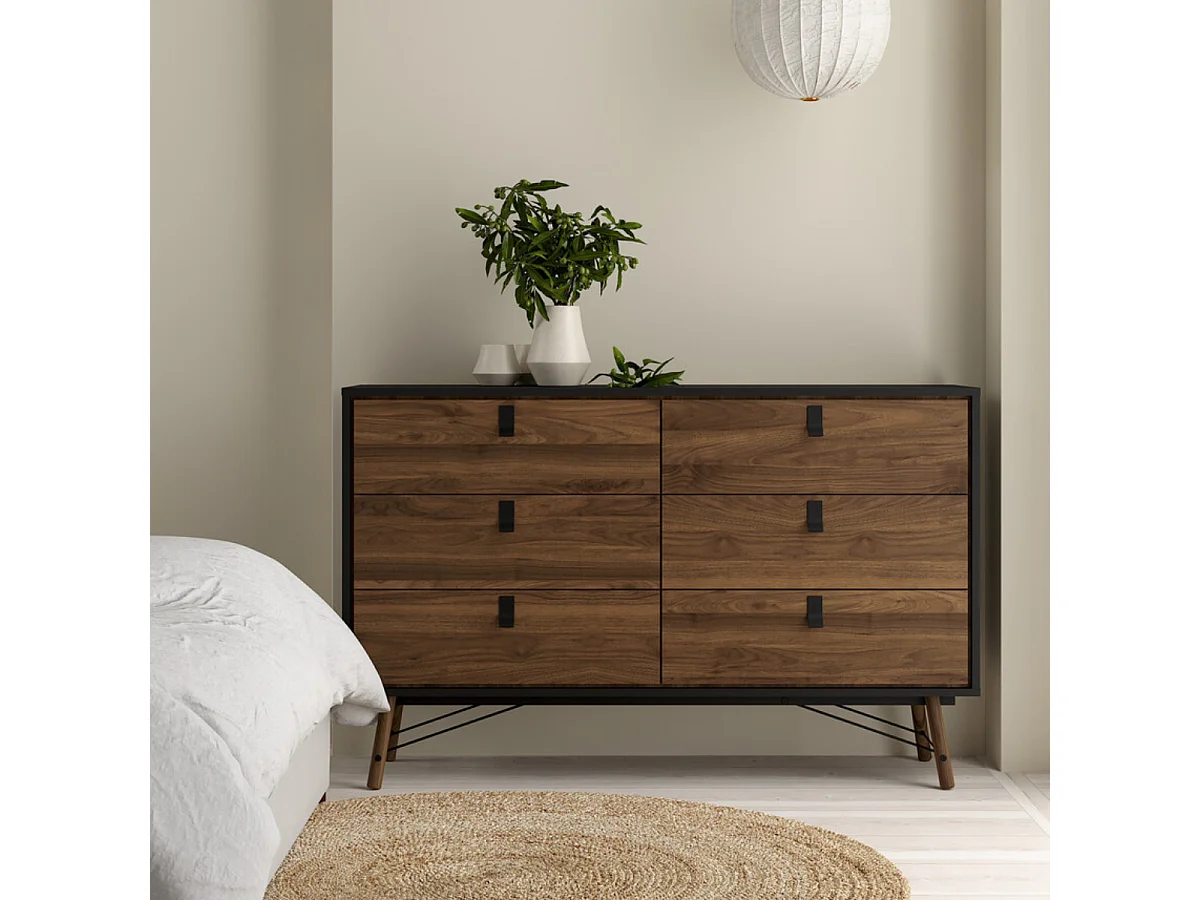 Commode double 6 tiroirs avec piètement métallique L150,3 cm - JOYCE