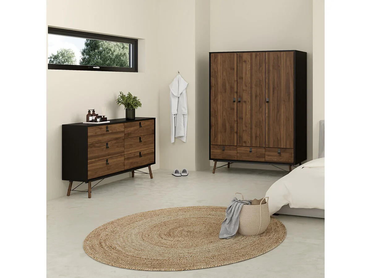 Commode double 6 tiroirs avec piètement métallique L150,3 cm - JOYCE