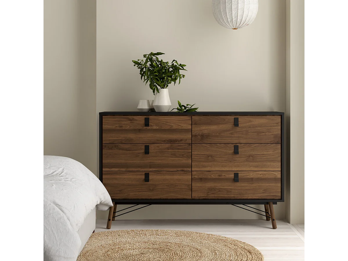 Dubbele ladekast met 6 lades en metalen onderstel B150,3 cm – JOYCE