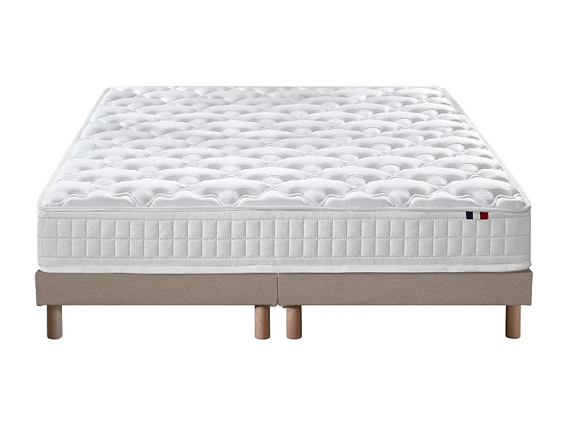 Ensemble matelas ressorts ASTRE + sommier pour un confort durable Dimensions - 2x80 x 200 cm, Sommier - Beige