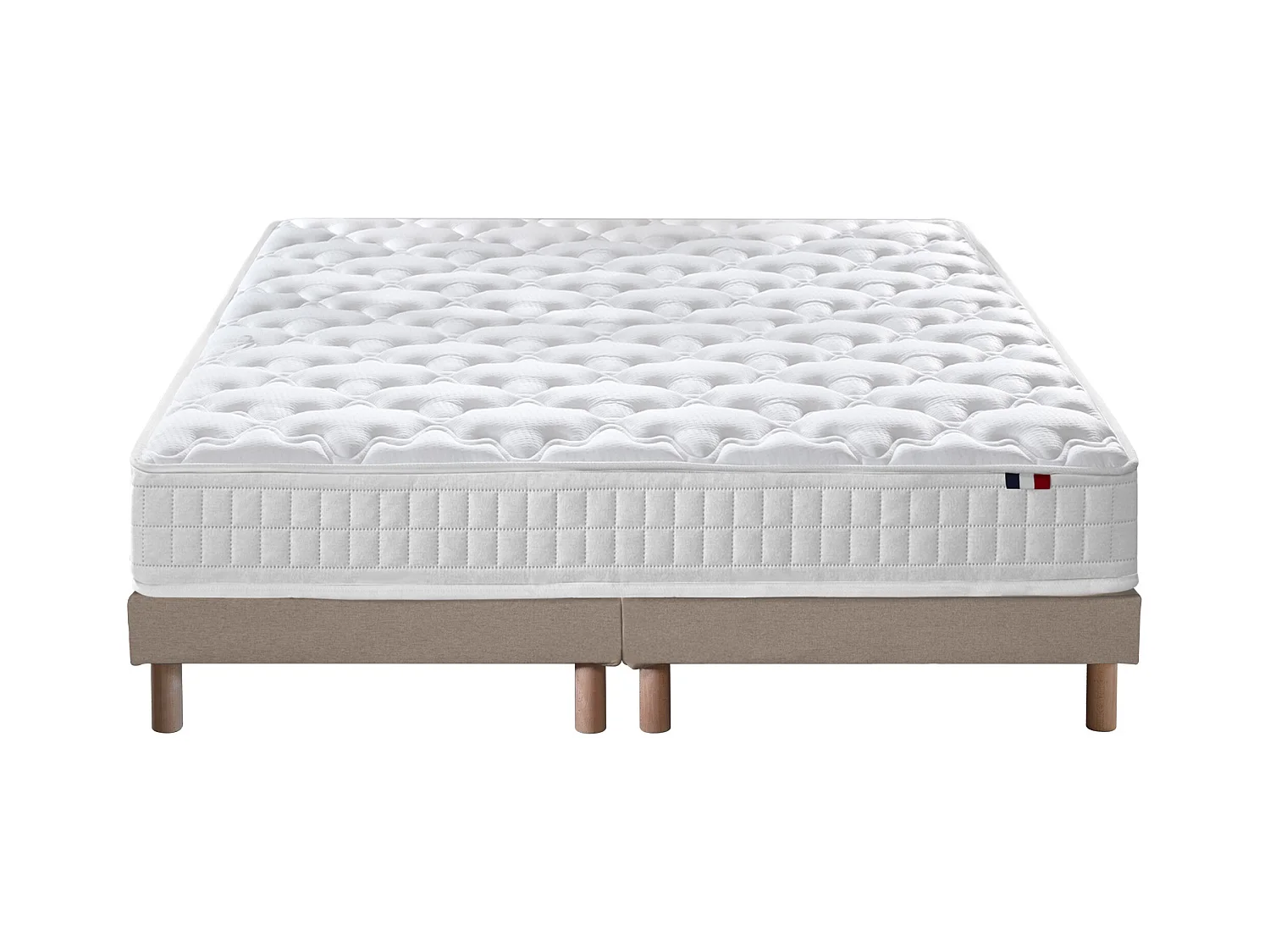 Ensemble matelas ressorts ASTRE + sommier pour un confort durable Dimensions - 2x80 x 200 cm, Sommier - Beige