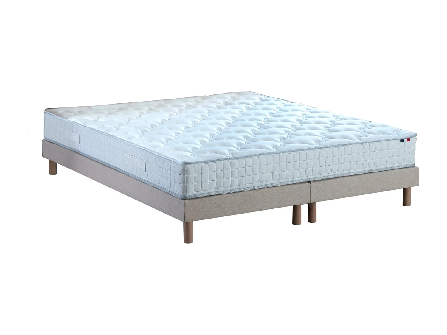 Ensemble matelas ressorts ASTRE + sommier pour un confort durable Dimensions - 2x80 x 200 cm, Sommier - Beige