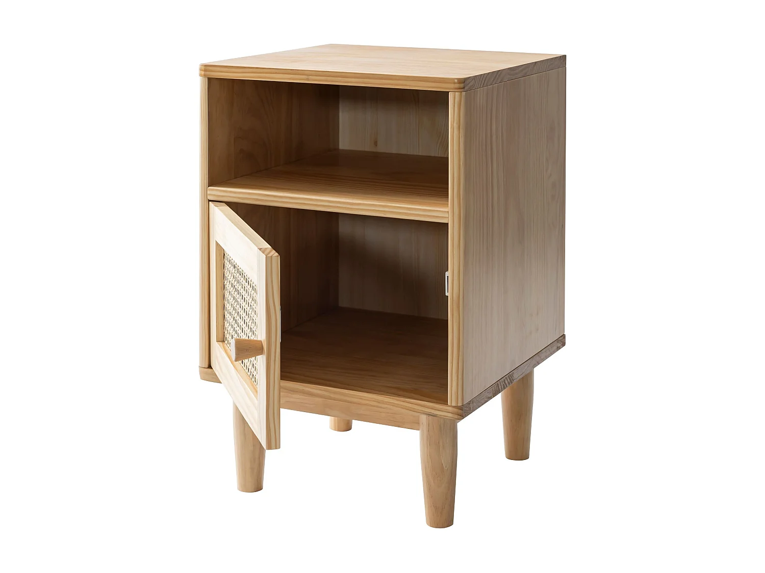 Lit adulte en pin massif tête de lit cannage ANNA 140x190 + 2 chevets cannage - ANNA