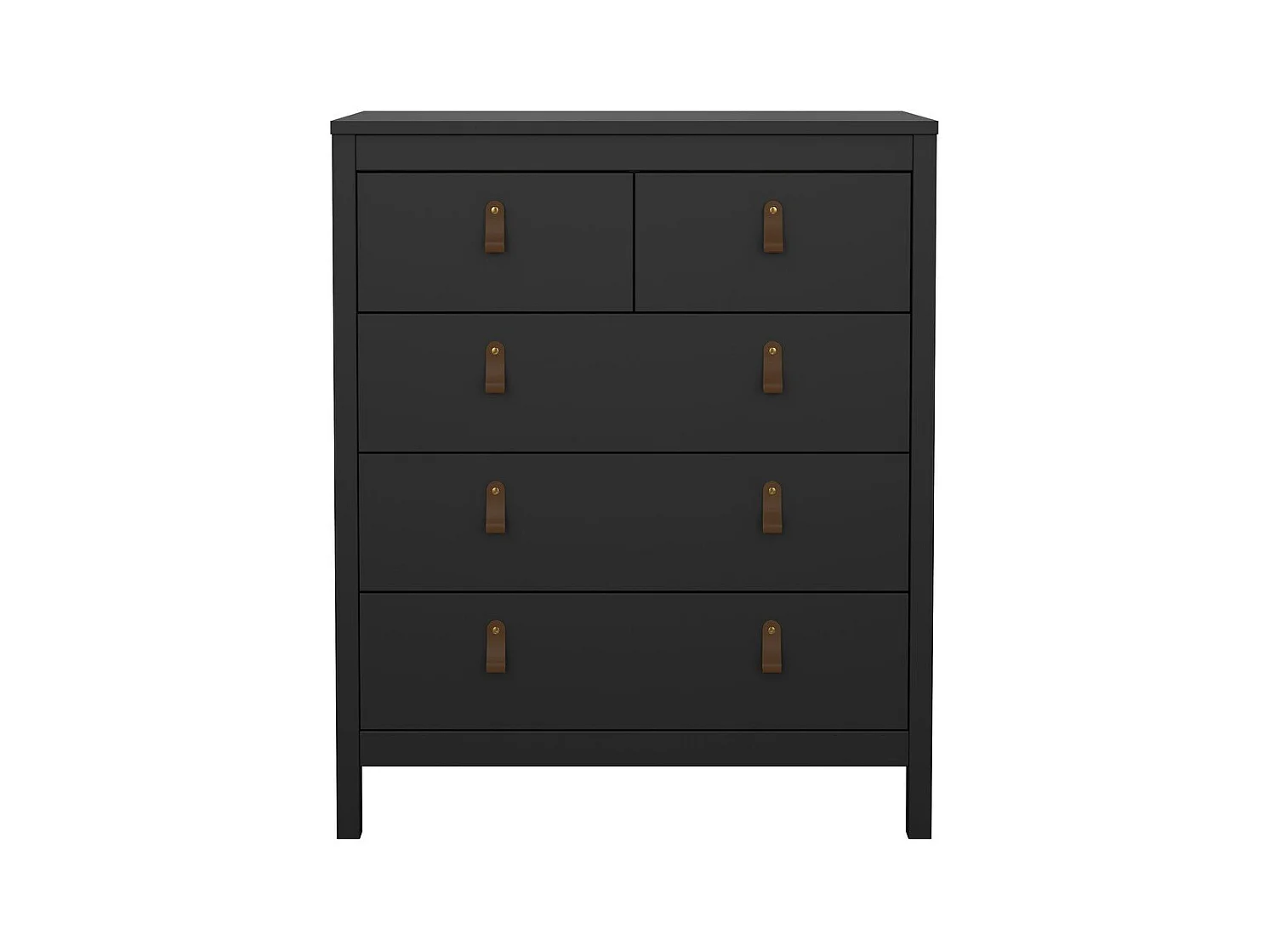 Commode 5 tiroirs noir mat H98,9 cm - BARCELONE