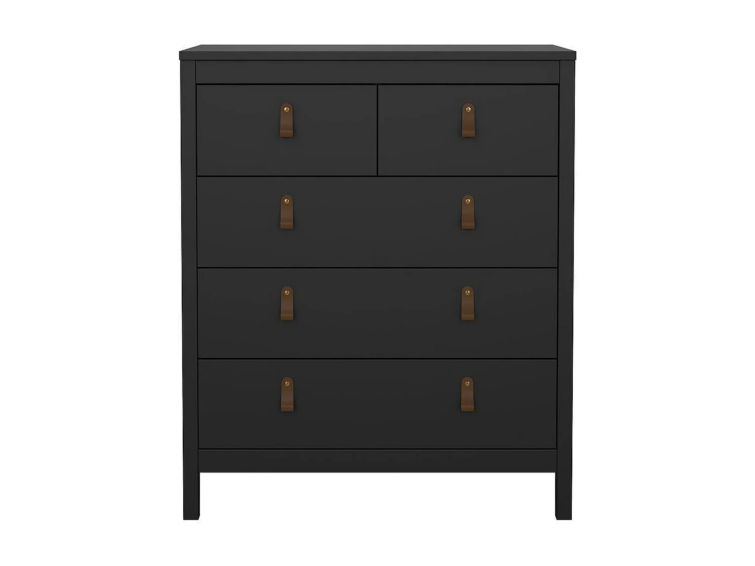 Commode 5 tiroirs noir mat H98,9 cm - BARCELONE