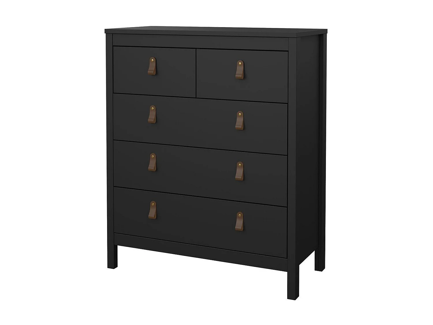 Commode 5 tiroirs noir mat H98,9 cm - BARCELONE