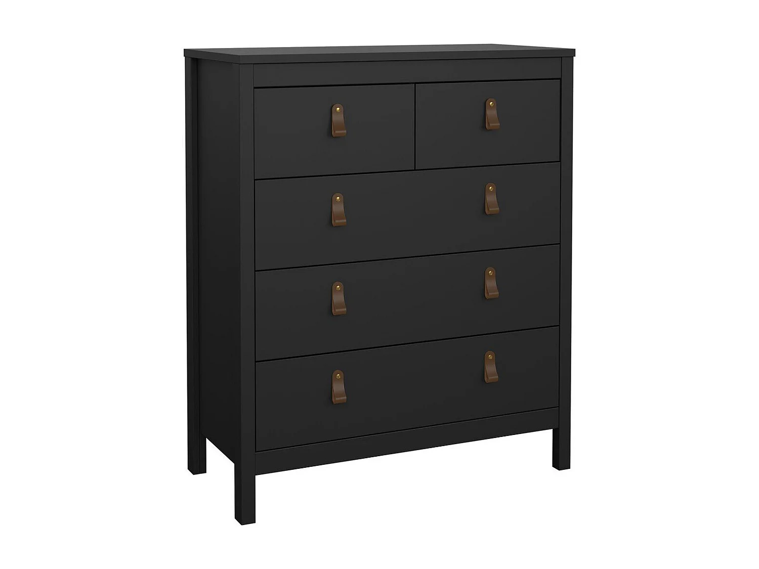 Commode 5 tiroirs noir mat H98,9 cm - BARCELONE
