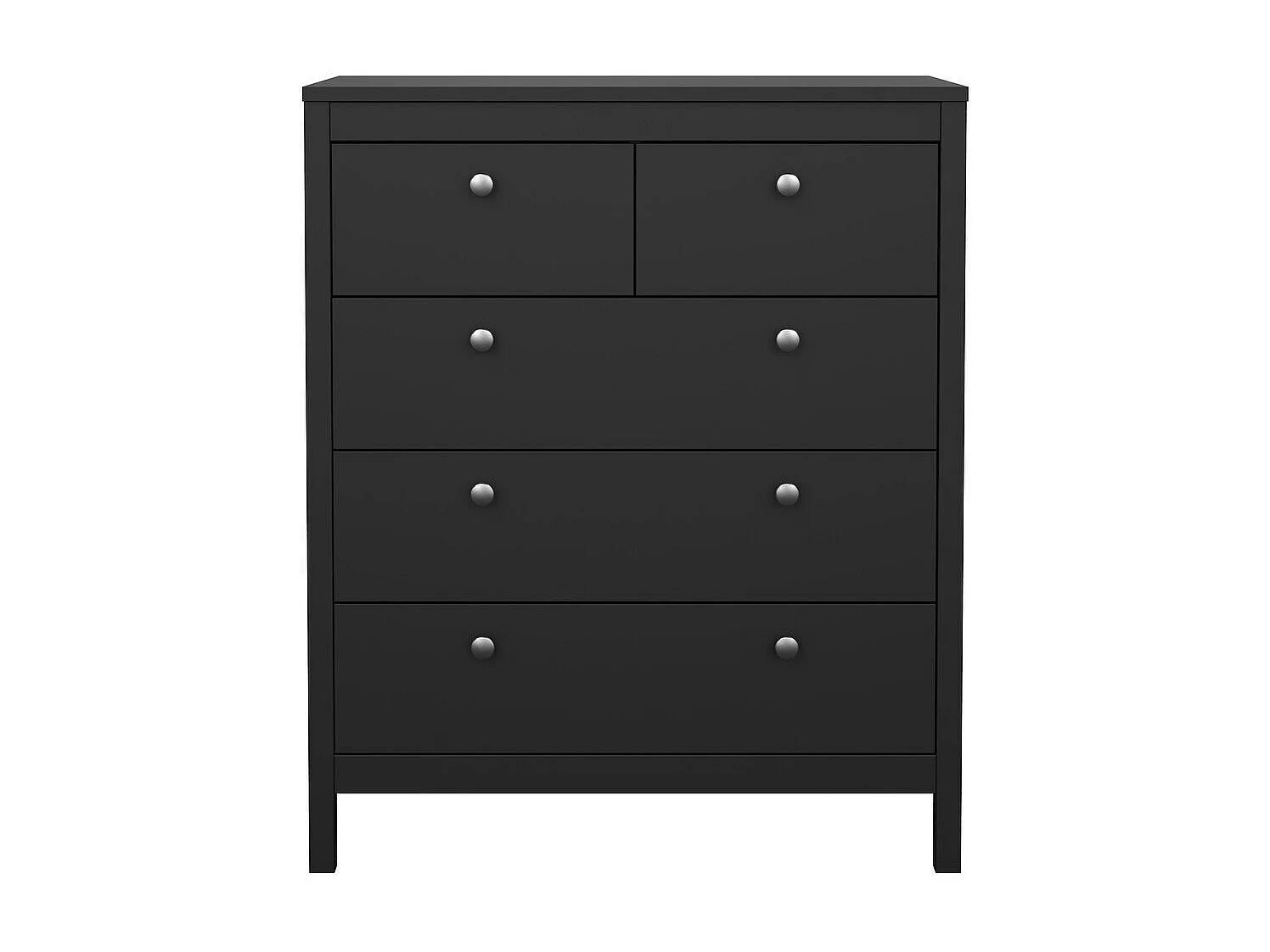 Commode 5 tiroirs noir mat H98,9 cm - BARCELONE