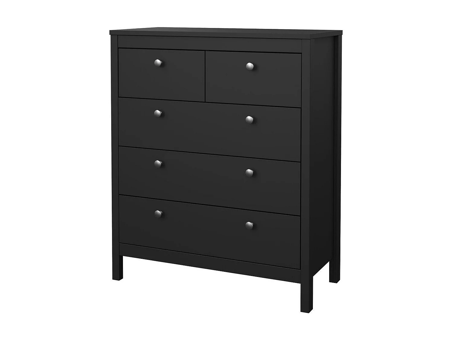 Commode 5 tiroirs noir mat H98,9 cm - BARCELONE