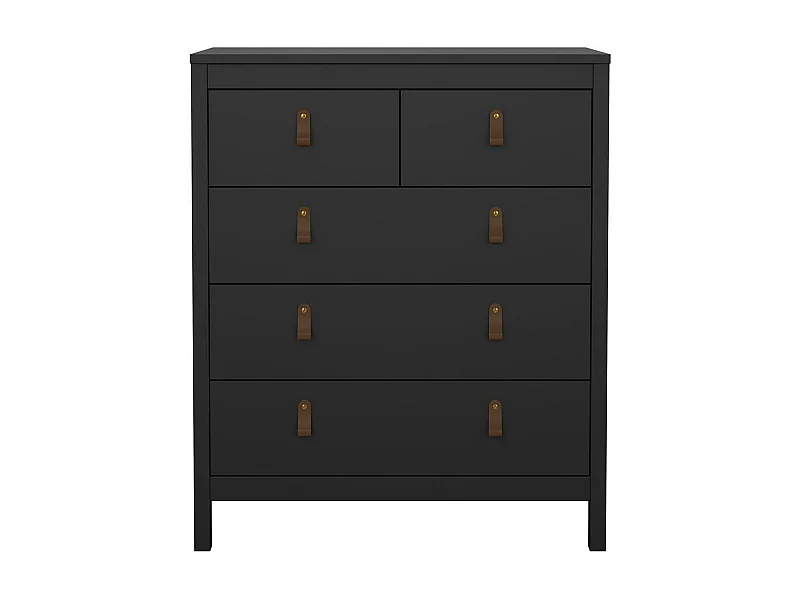 Commode 5 tiroirs noir mat H98,9 cm - BARCELONE