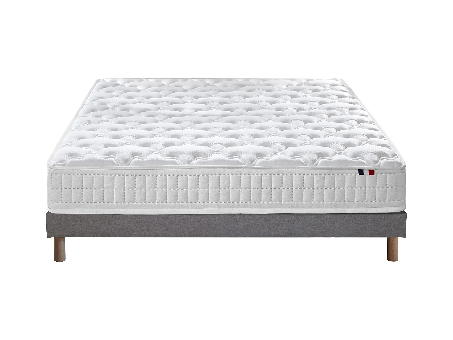 Ensemble matelas ressorts ASTRE + sommier pour un confort durable Dimensions - 140 x 200 cm, Sommier - Gris