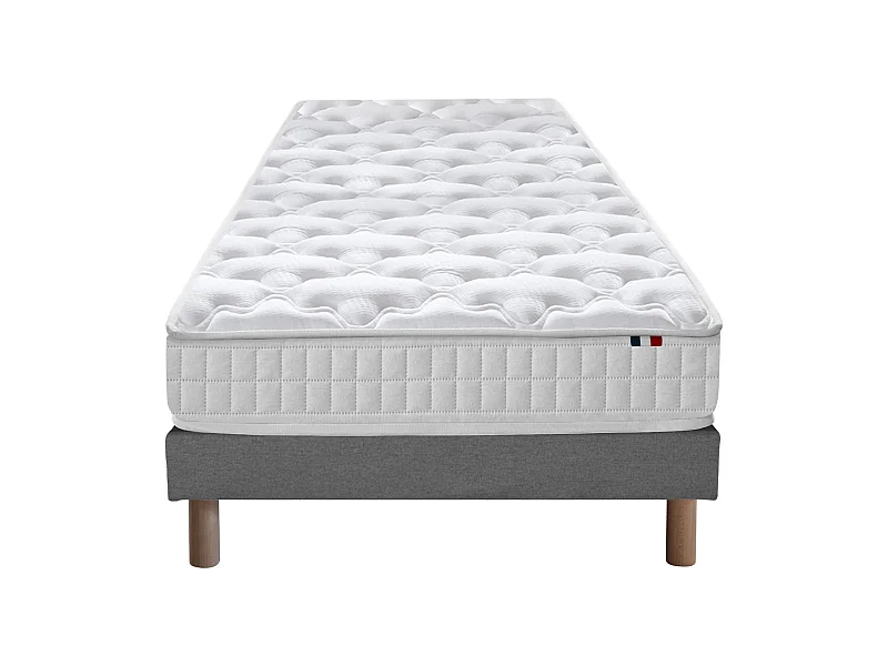 Ensemble matelas ressorts ASTRE + sommier pour un confort durable Dimensions - 90 x 190 cm, Sommier - Gris