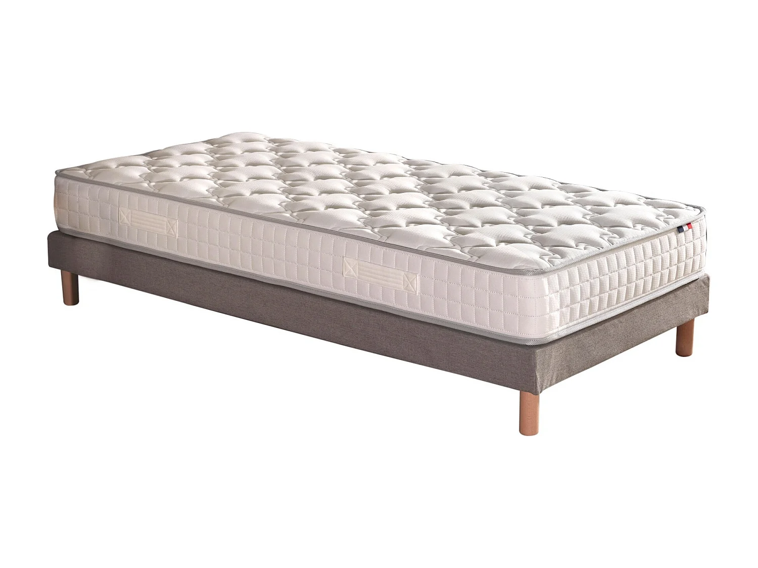 Ensemble matelas ressorts ASTRE + sommier pour un confort durable Dimensions - 90 x 190 cm, Sommier - Gris
