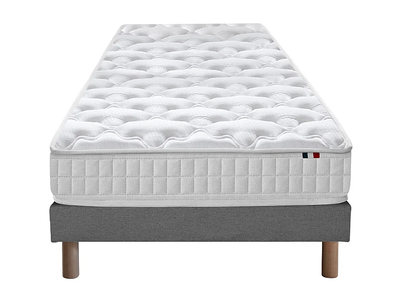 Ensemble matelas ressorts ASTRE + sommier pour un confort durable Dimensions - 90 x 190 cm, Sommier - Gris