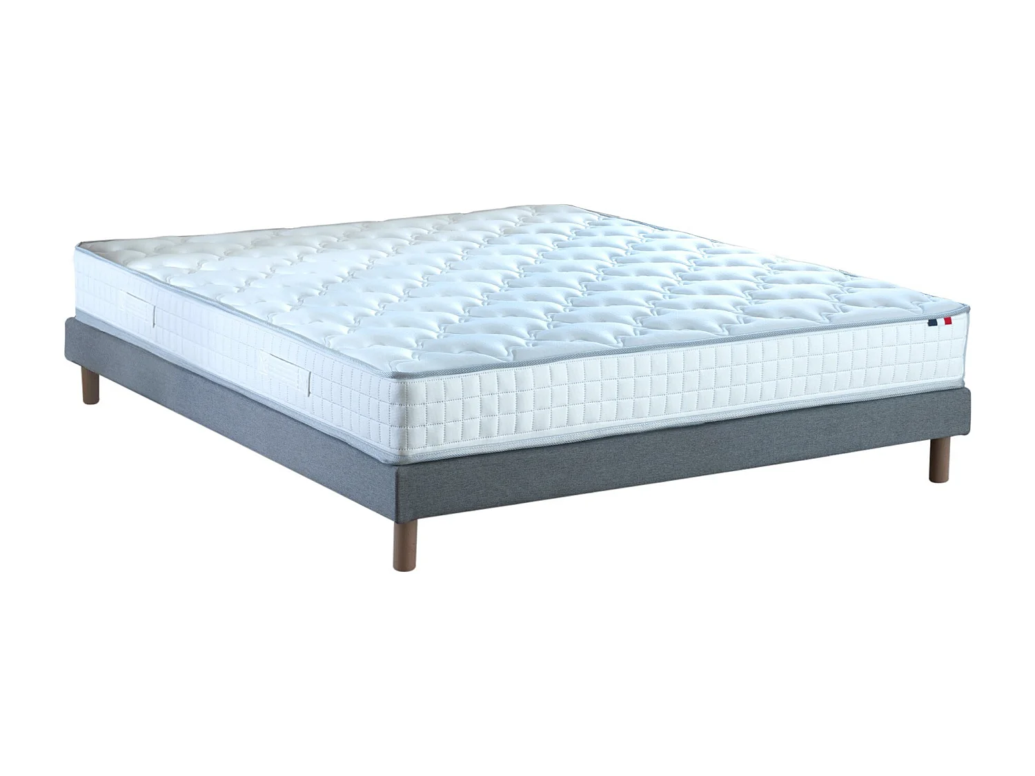 Ensemble matelas ressorts ASTRE + sommier pour un confort durable Dimensions - 140 x 190 cm, Sommier - Gris
