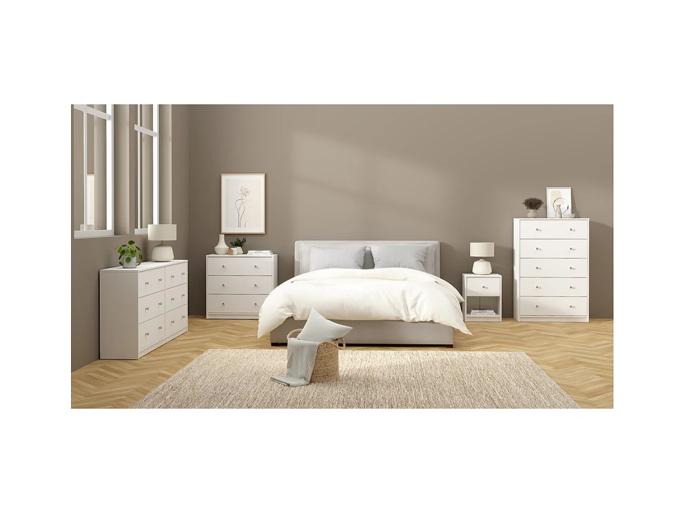 Ladekast met 5 lades wit H108,1 cm – LISE