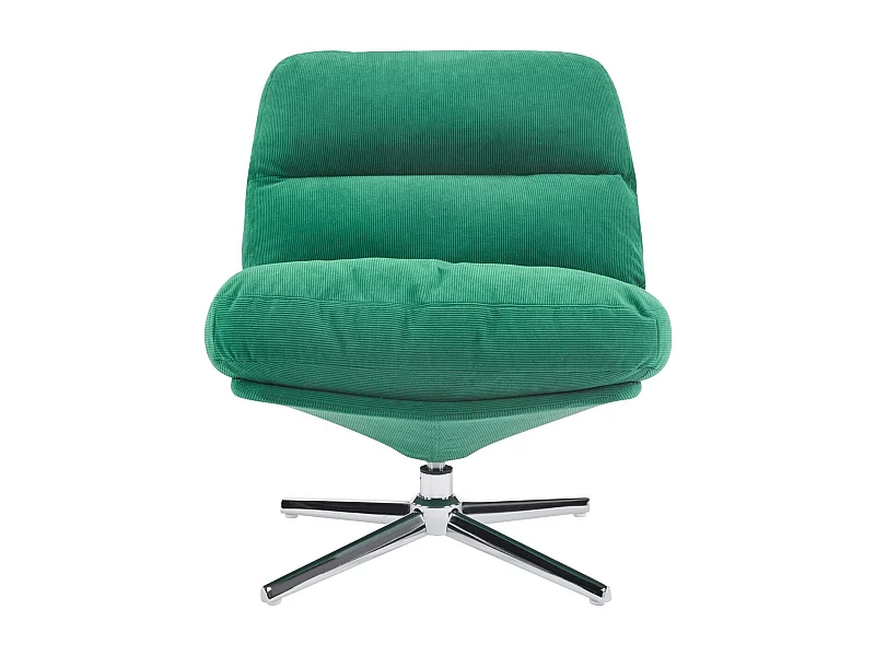 Fauteuil pivotant en velours côtelé vert électrique et piètement chromé - Julia
