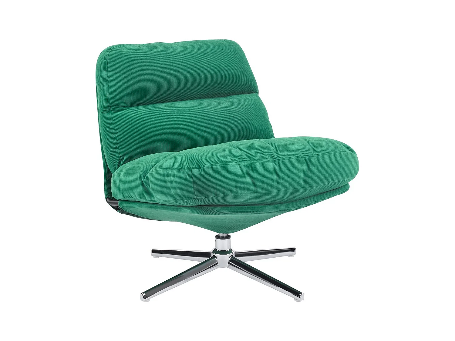Fauteuil pivotant en velours côtelé vert électrique et piètement chromé - Julia