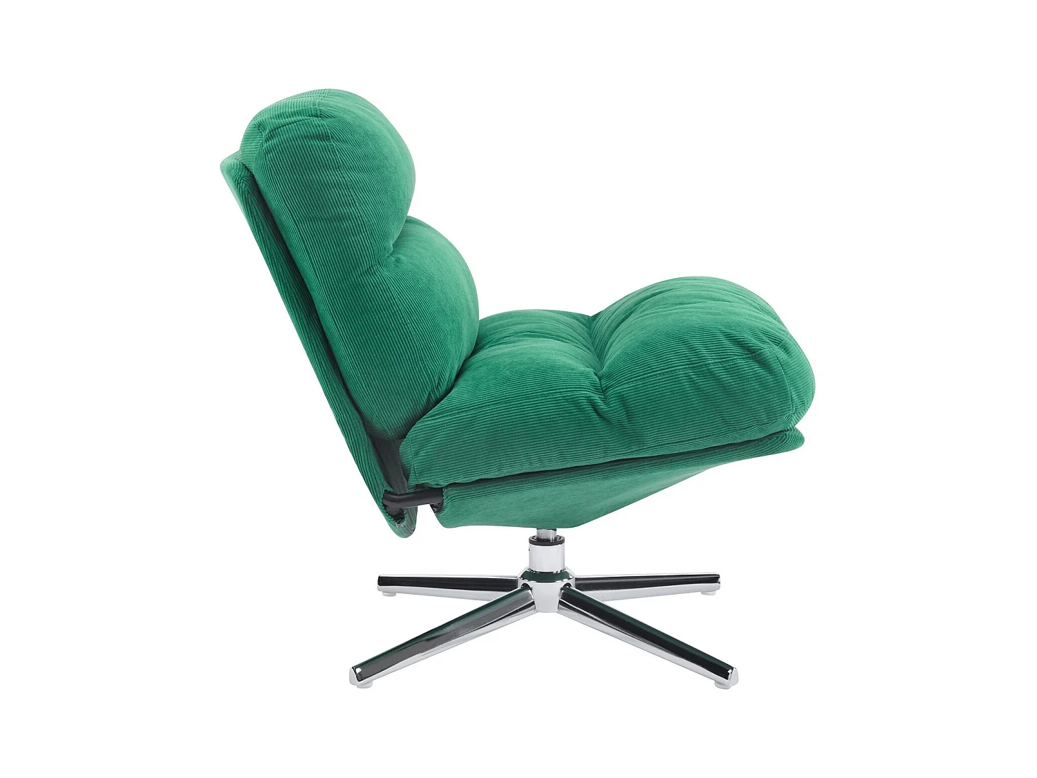 Fauteuil pivotant en velours côtelé vert électrique et piètement chromé - Julia