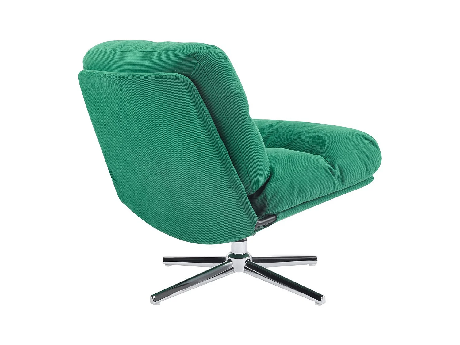 Fauteuil pivotant en velours côtelé vert électrique et piètement chromé - Julia