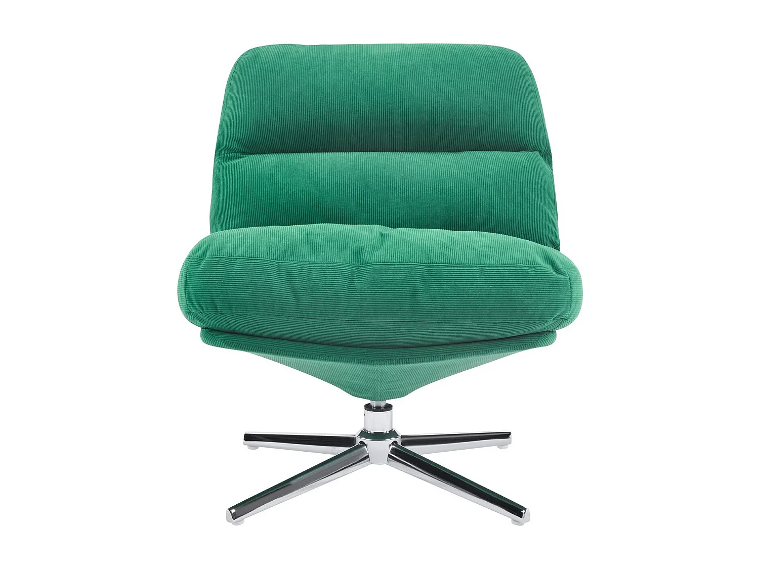 Fauteuil pivotant en velours côtelé vert électrique et piètement chromé - Julia