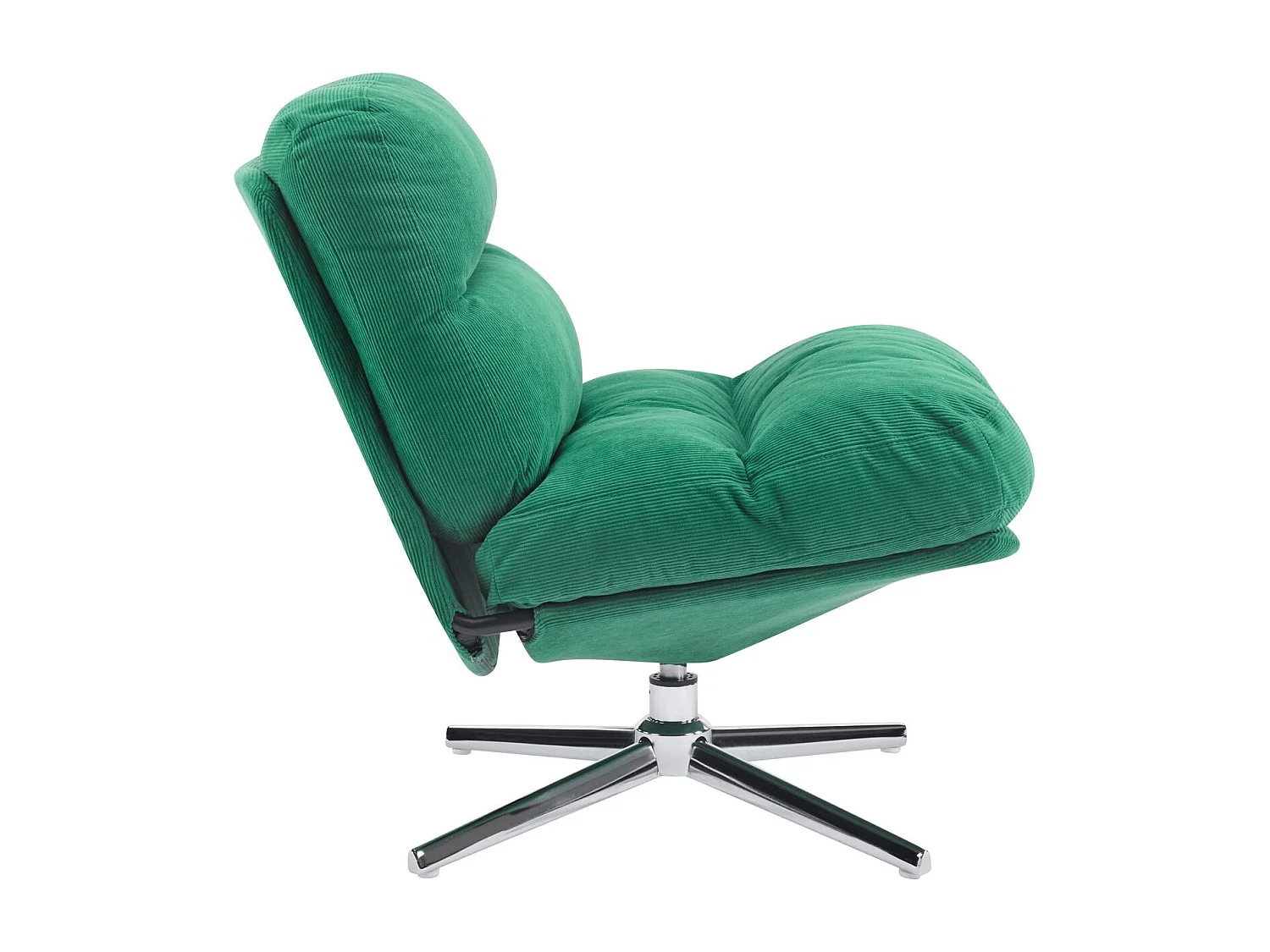 Fauteuil pivotant en velours côtelé vert électrique et piètement chromé - Julia