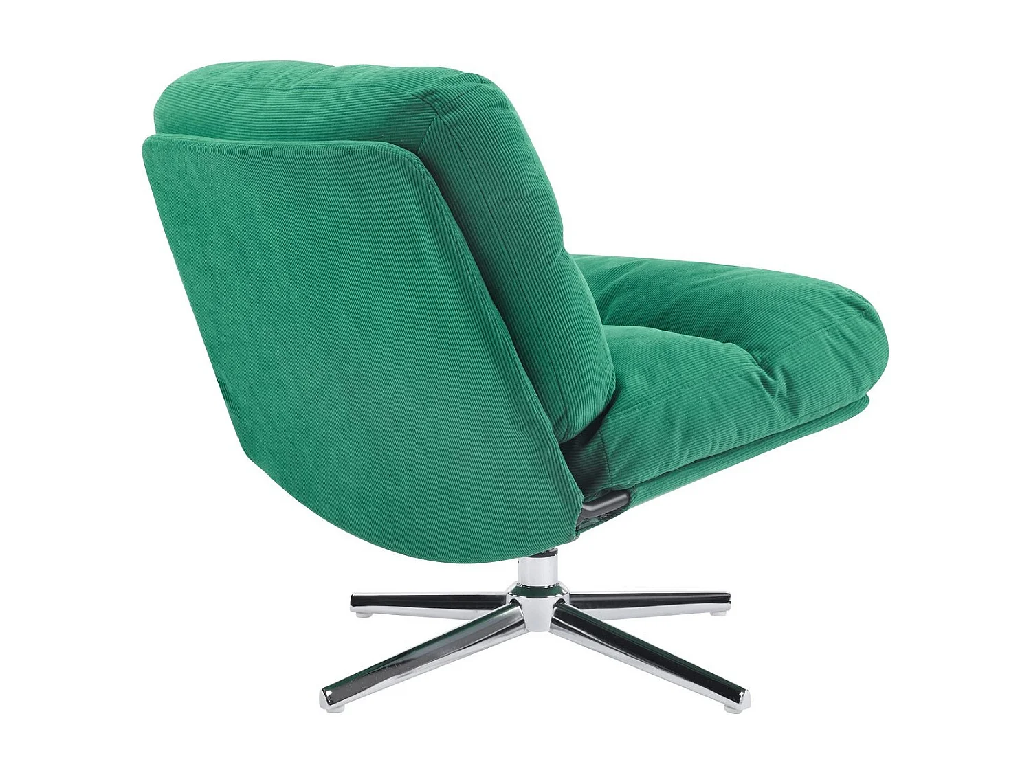 Fauteuil pivotant en velours côtelé vert électrique et piètement chromé - Julia