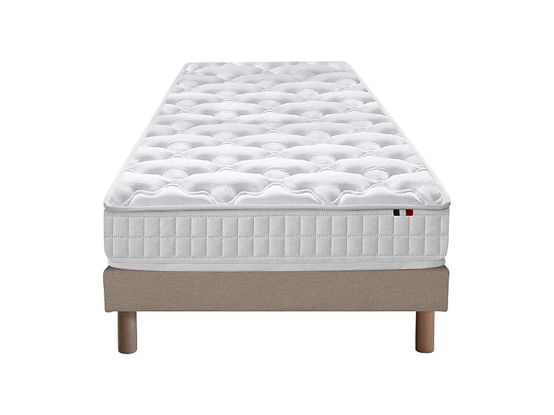 Ensemble matelas ressorts ASTRE + sommier pour un confort durable Dimensions - 90 x 190 cm, Sommier - Beige