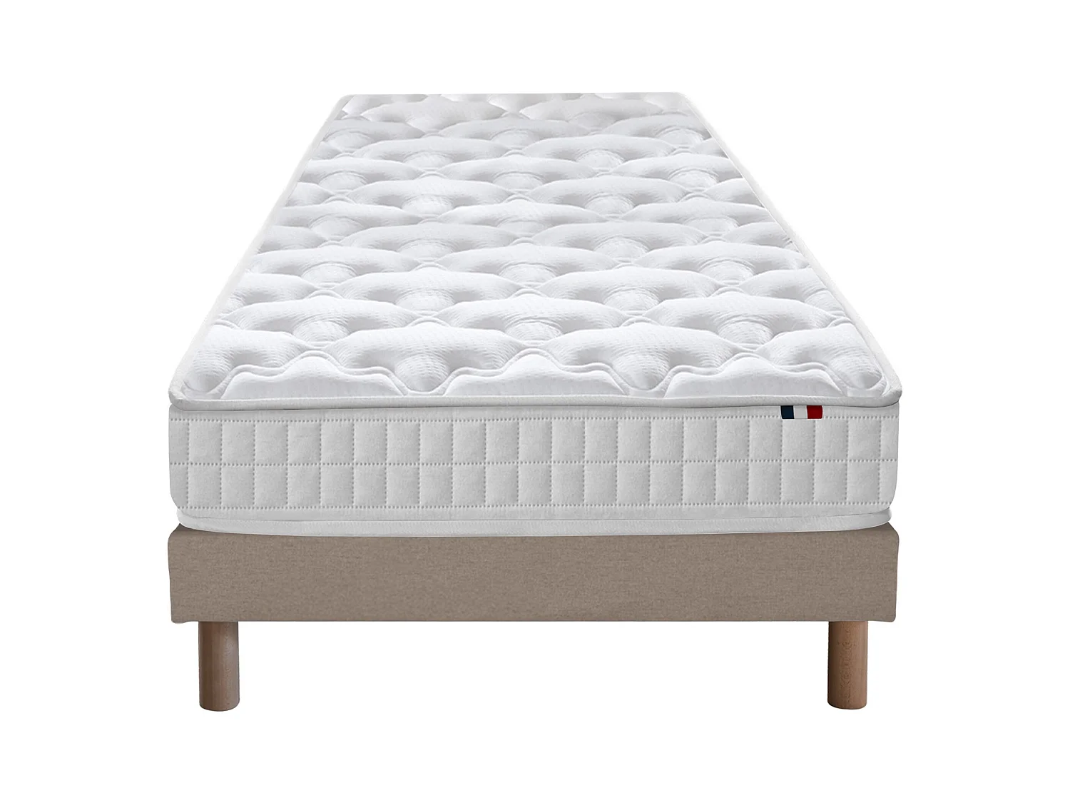 Ensemble matelas ressorts ASTRE + sommier pour un confort durable Dimensions - 90 x 190 cm, Sommier - Beige