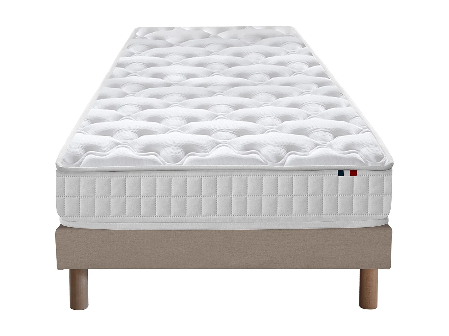 Ensemble matelas ressorts ASTRE + sommier pour un confort durable Dimensions - 90 x 190 cm, Sommier - Beige