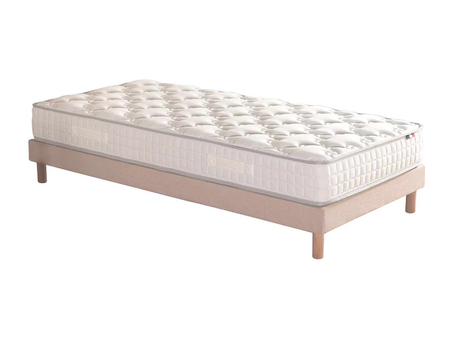 Ensemble matelas ressorts ASTRE + sommier pour un confort durable Dimensions - 90 x 190 cm, Sommier - Beige
