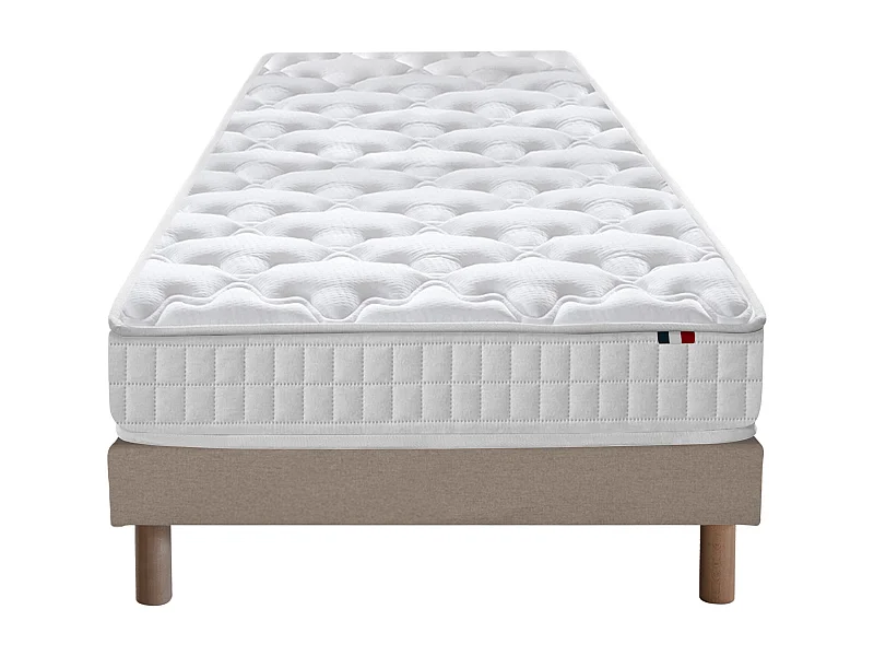 Ensemble matelas ressorts ASTRE + sommier pour un confort durable Dimensions - 90 x 190 cm, Sommier - Beige