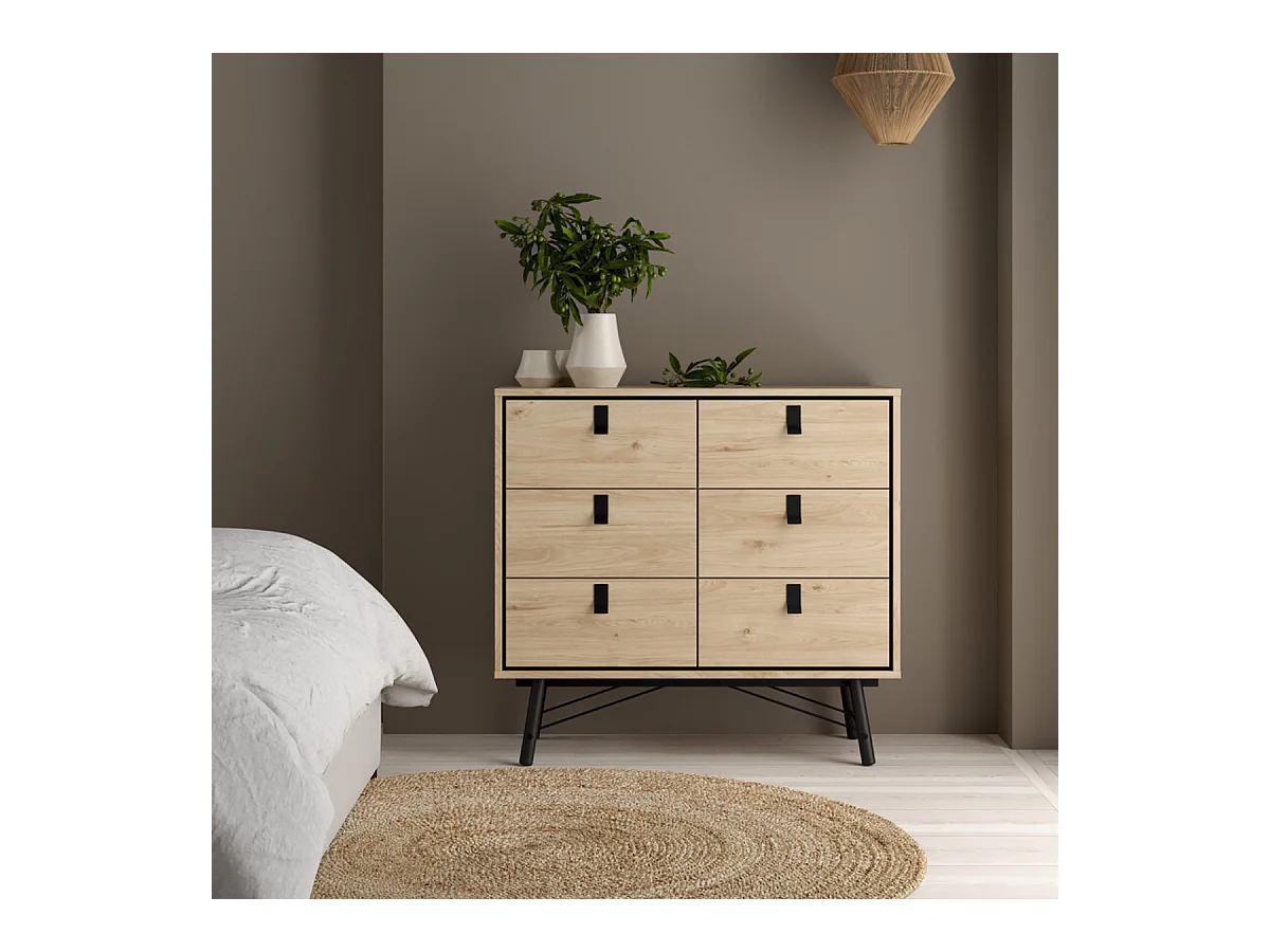 Commode double 6 tiroirs avec piètement métallique L101,8 cm - JOYCE