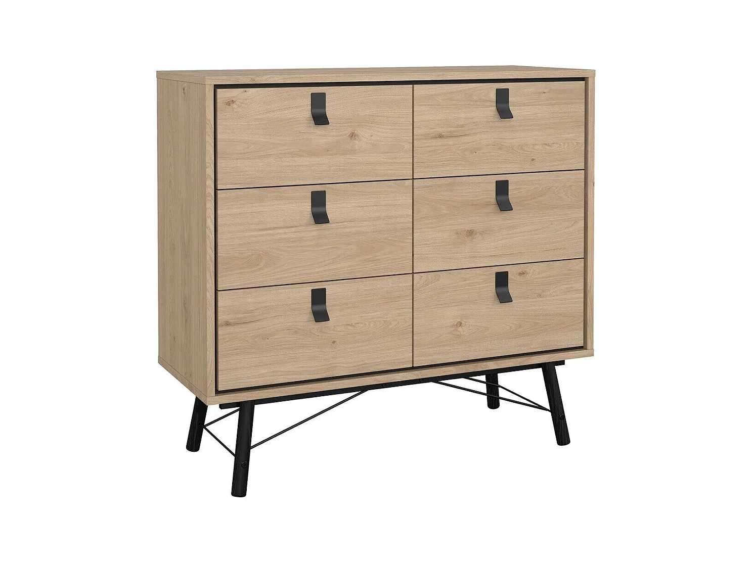 Commode double 6 tiroirs avec piètement métallique L101,8 cm - JOYCE