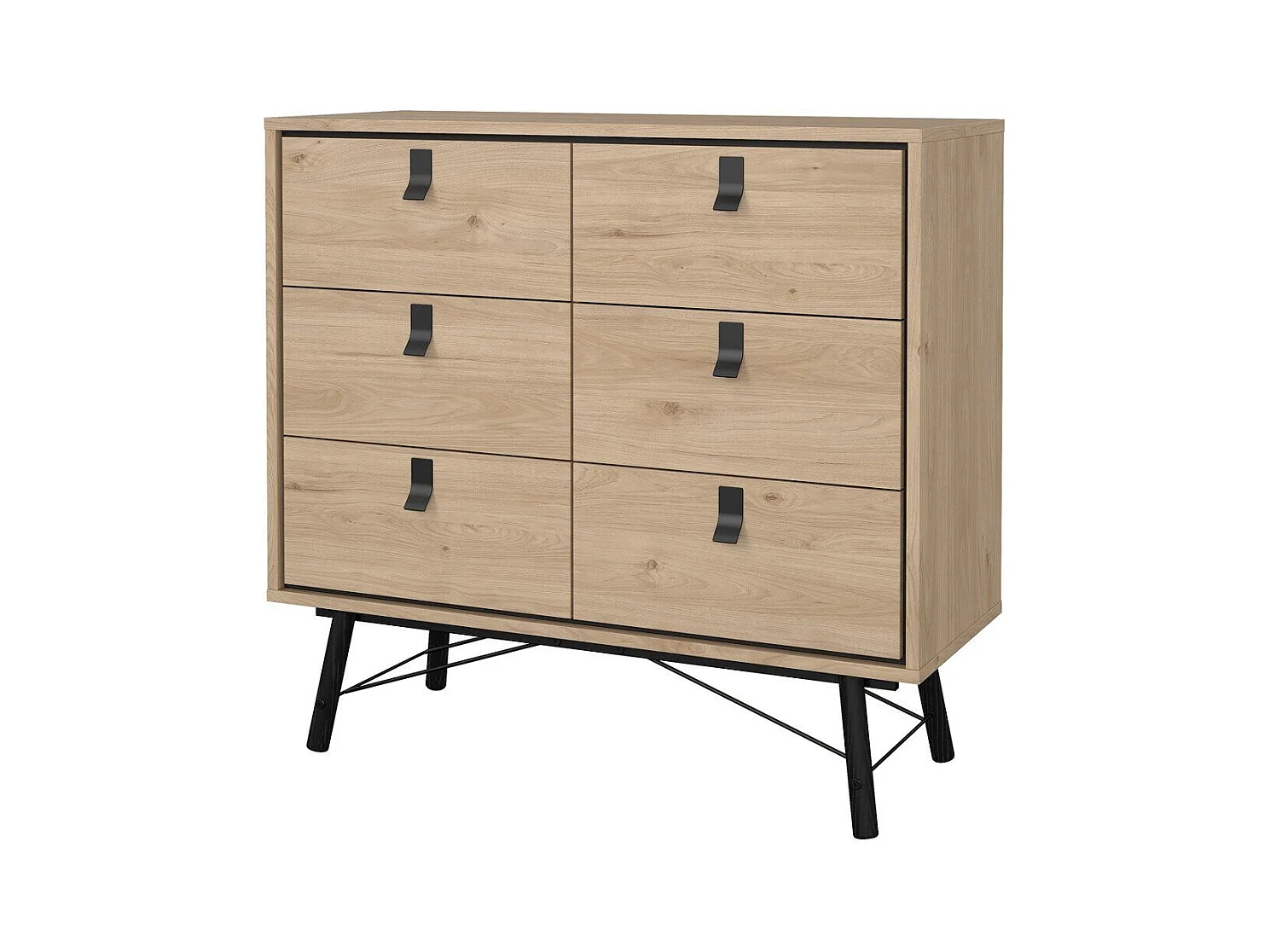 Commode double 6 tiroirs avec piètement métallique L101,8 cm - JOYCE
