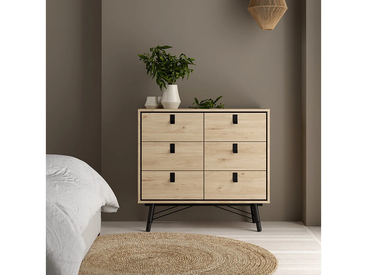 Commode double 6 tiroirs avec piètement métallique L101,8 cm - JOYCE