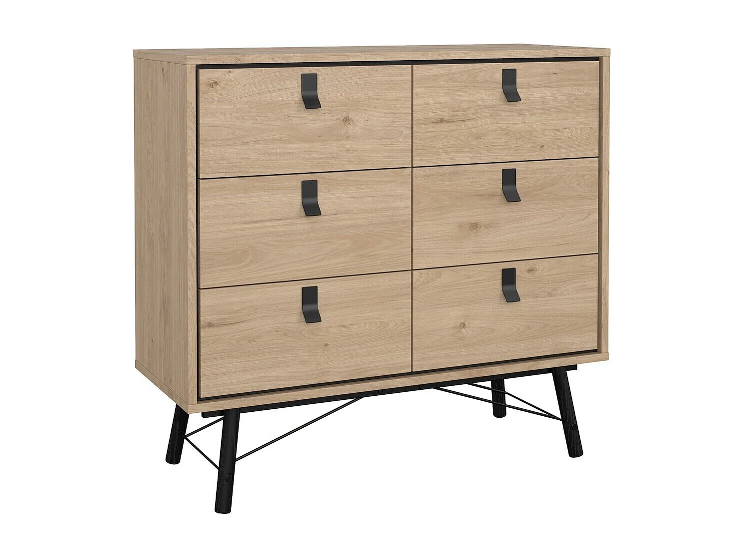 Commode double 6 tiroirs avec piètement métallique L101,8 cm - JOYCE