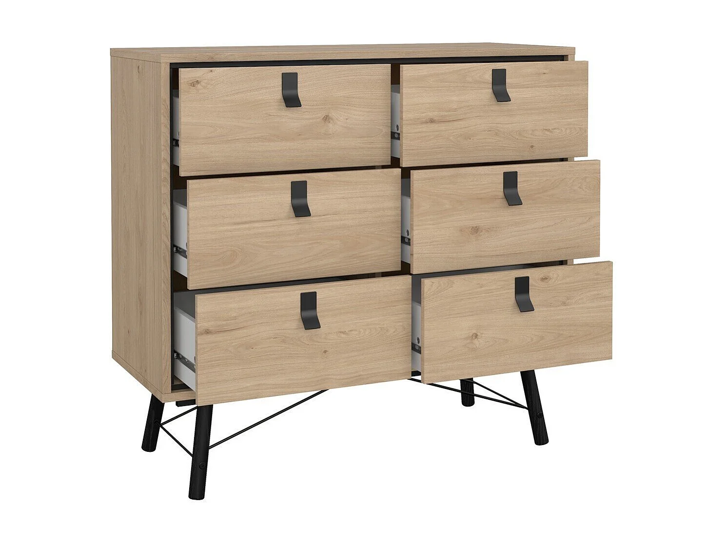 Commode double 6 tiroirs avec piètement métallique L101,8 cm - JOYCE