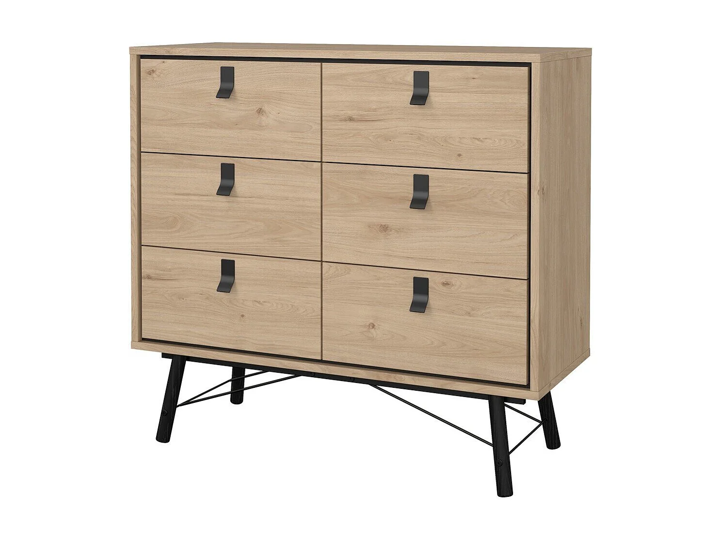 Commode double 6 tiroirs avec piètement métallique L101,8 cm - JOYCE