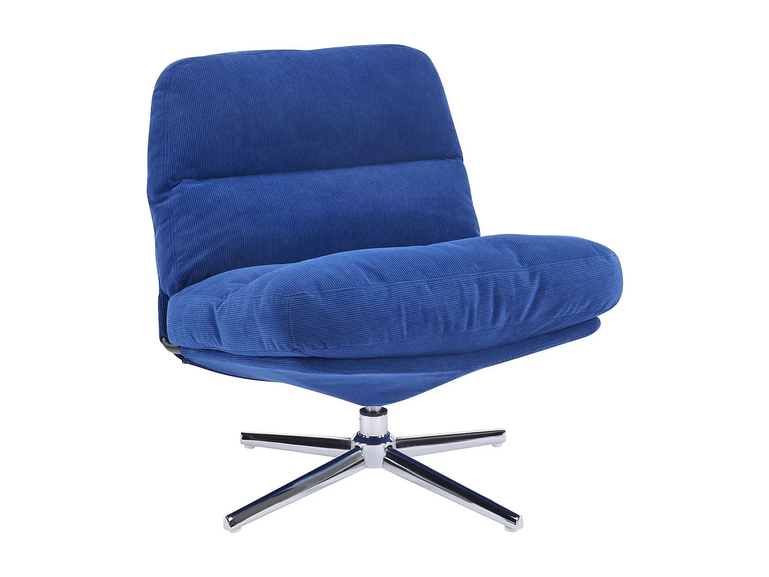 Fauteuil pivotant en velours côtelé bleu électrique et piètement chromé - Julia