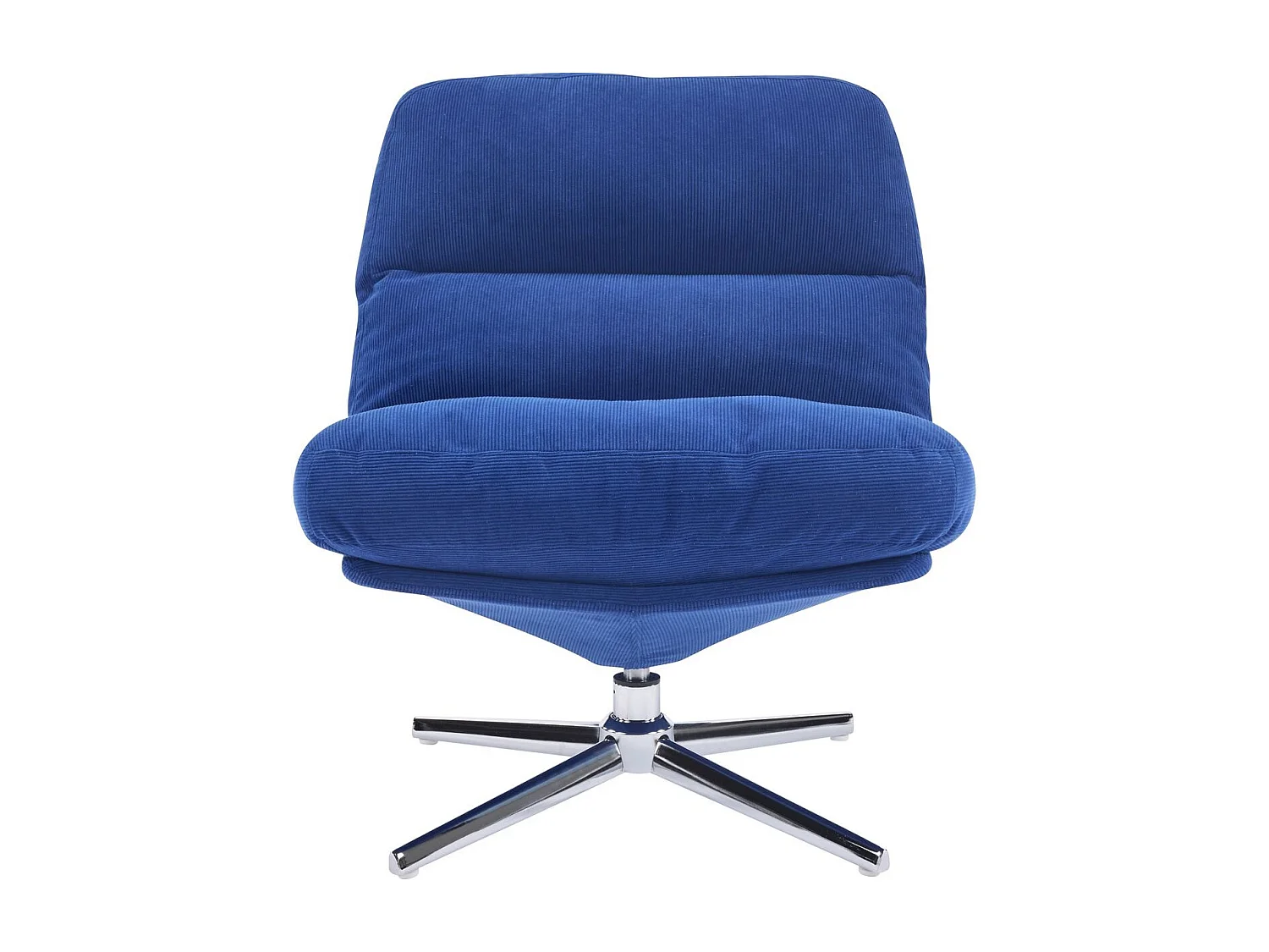 Fauteuil pivotant en velours côtelé bleu électrique et piètement chromé - Julia