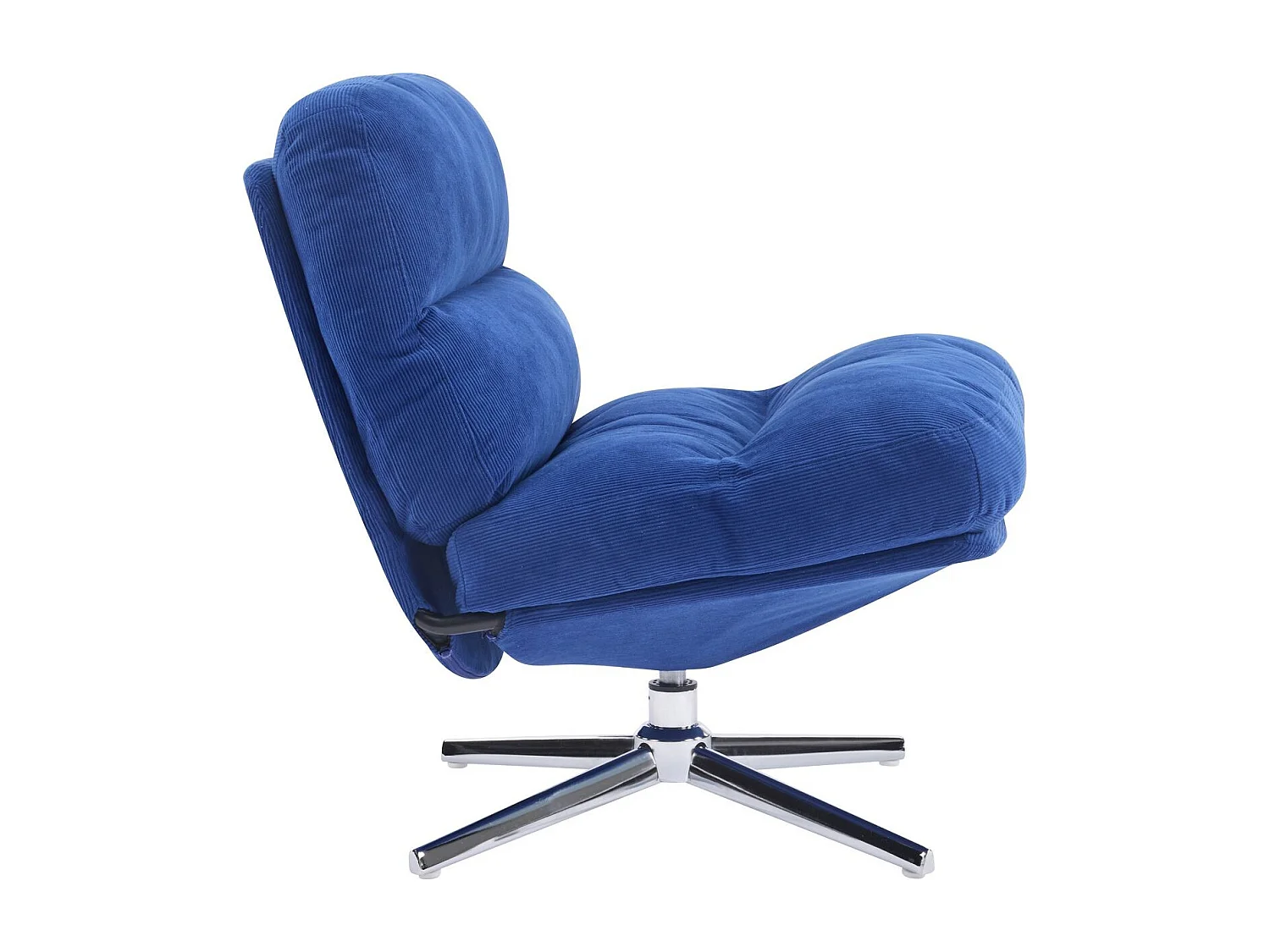 Fauteuil pivotant en velours côtelé bleu électrique et piètement chromé - Julia