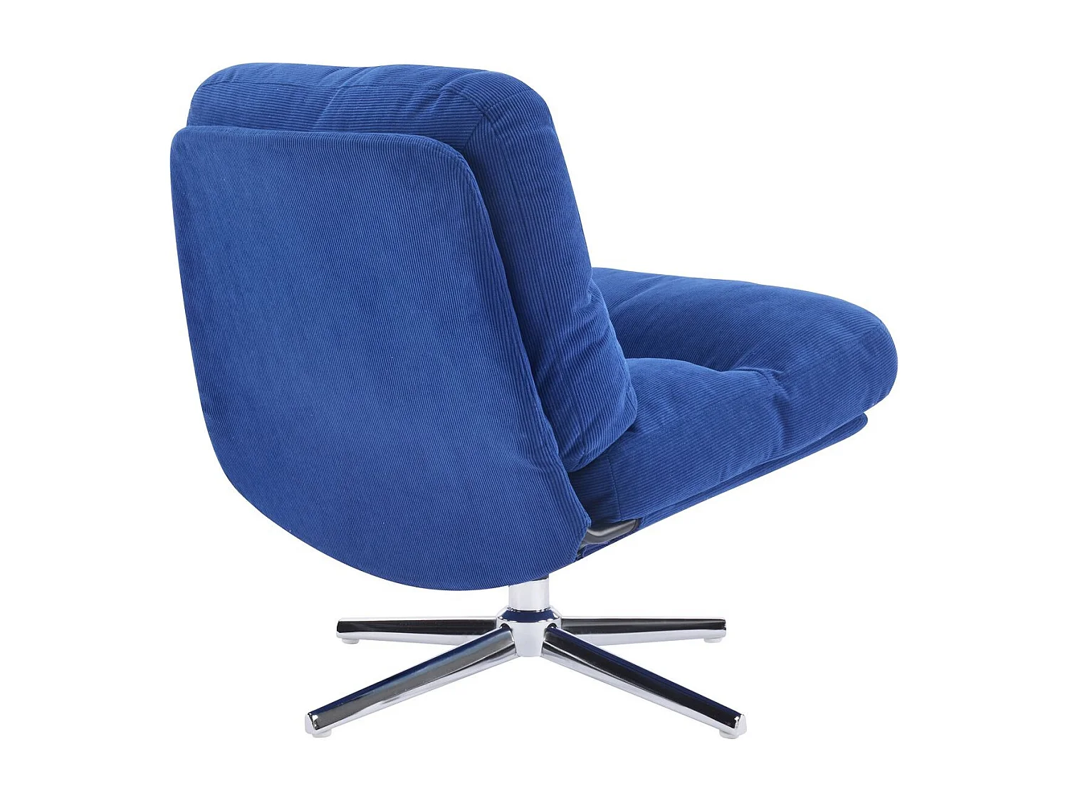 Fauteuil pivotant en velours côtelé bleu électrique et piètement chromé - Julia