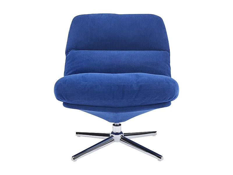 Fauteuil pivotant en velours côtelé bleu électrique et piètement chromé - Julia