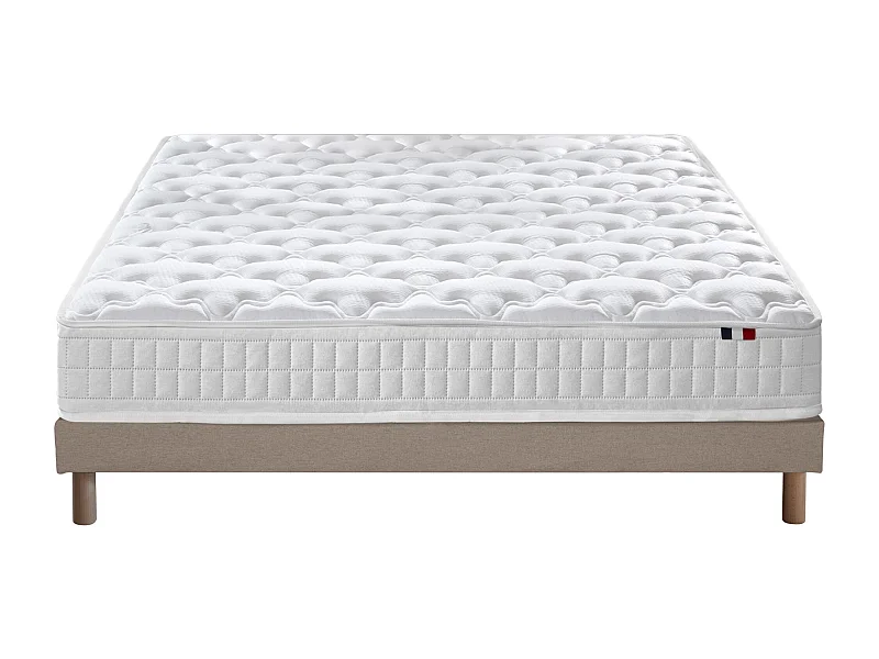 Ensemble matelas ressorts ASTRE + sommier pour un confort durable Dimensions - 140 x 190 cm, Sommier - Beige