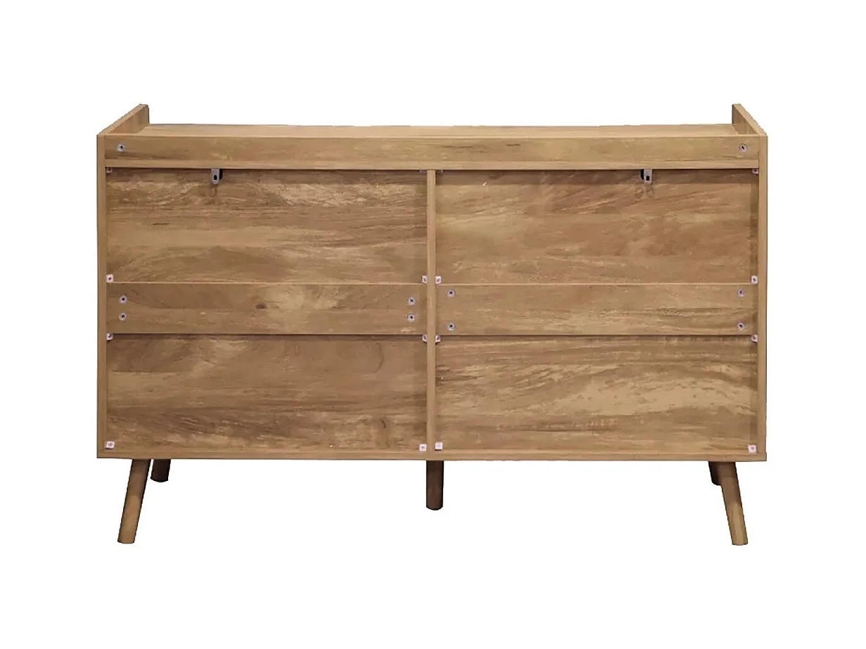 Commode 6 tiroirs avec façades en rotin naturel L120 cm - PALMO