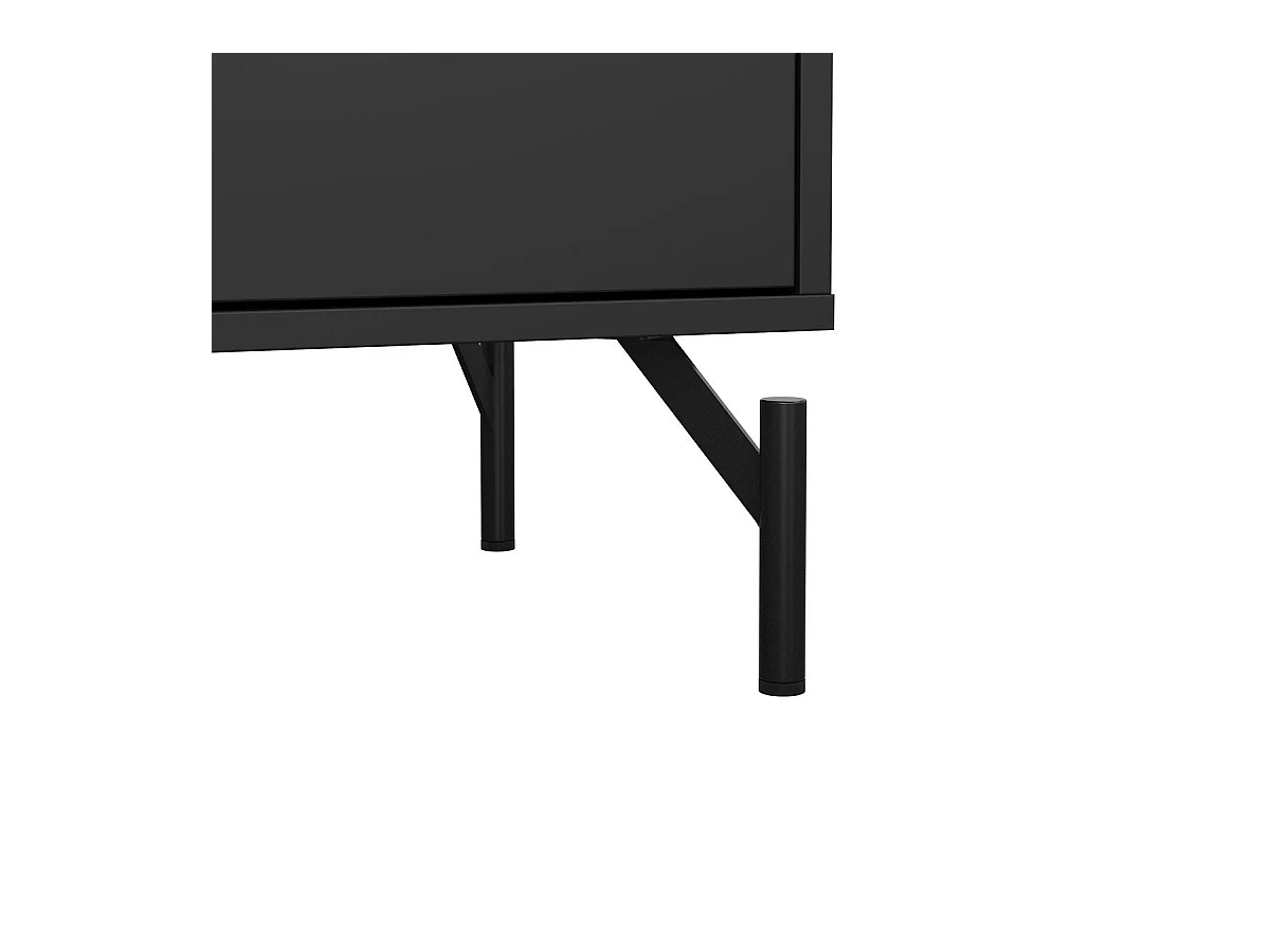 Commode 4 tiroirs noir mat avec piètement métaL H96 cm - BORA