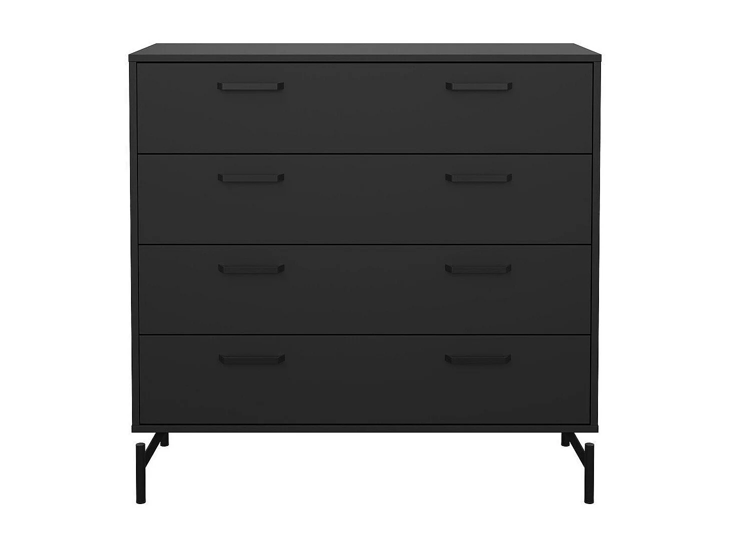 Commode 4 tiroirs noir mat avec piètement métaL H96 cm - BORA