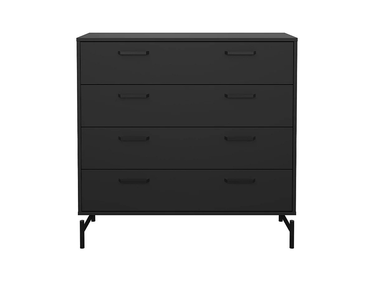 Commode 4 tiroirs noir mat avec piètement métaL H96 cm - BORA