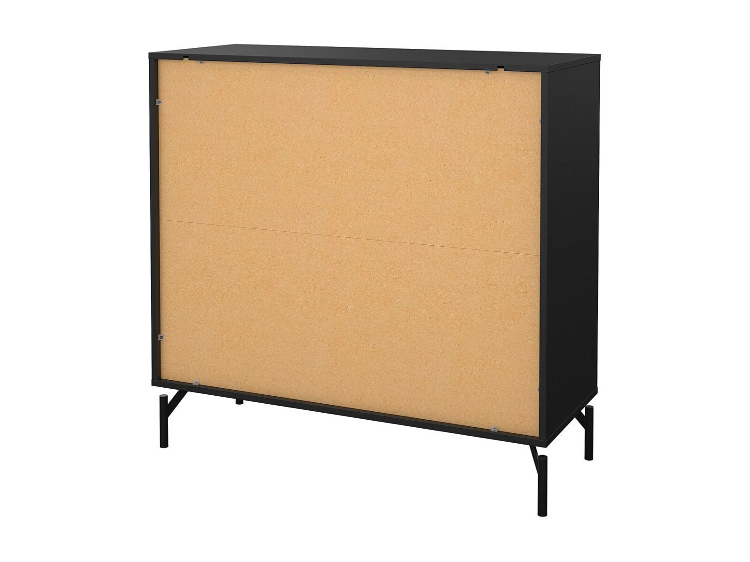 Commode 4 tiroirs noir mat avec piètement métaL H96 cm - BORA